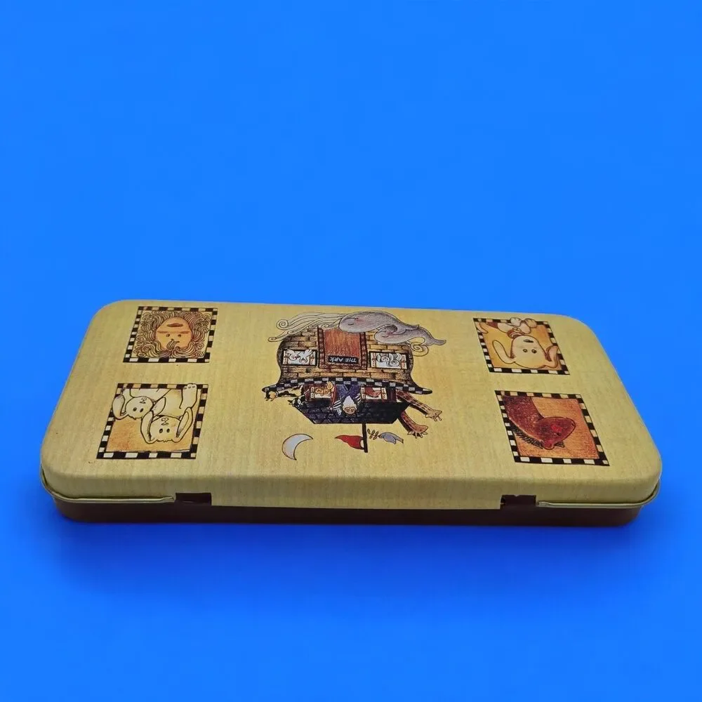 Rare 1996 Vintage Tin Pencil Case Cosmetic Retro Trinket Box Biblical Noahs Ark